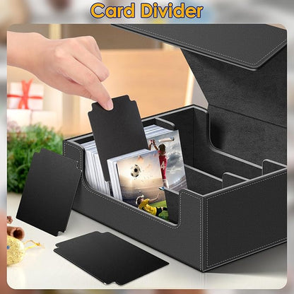 Homthy 1800+ Card Deck Case for Trading Cards, Leather Magnetic Closure Commander Card Storage Box Magic Card Protectors Fit for MTG TCG and Sport Cards