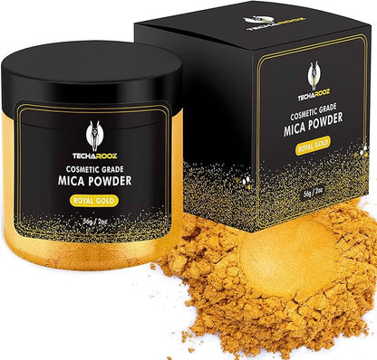 Royal Gold Mica Powder Epoxy Resin, Kinstugi Kit 56g/2oz Jar – TECHAROOZ Color Pigment for Lip Gloss, Soap Colorant for Soap Making, Gold Powder for Kintsugi Pottery, Metallic Epoxy, Slime Dye