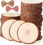 Fuyit Natural Wood Slices, 30 Pcs 3.5-4 Inch Unfinished Predrilled Wooden Circles Tree Slice with Hole & Barks for DIY Arts Craft Christmas Ornaments