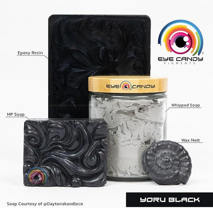 Eye Candy Pigments Premium Black Mica Powder - Yoru Black (25gr) - for Epoxy, Resin, Soap, Paint, Woodworking, Acrylic Pouring, Bath Bombs, Fishing Lures - DIY Arts and Crafts Additive