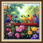 Findvoor Counted Cross Stitch Kits for Adults Full Range of Cross Stitching Embroidery Unprinted Pattern for Beginners, 11CT Needlepoint Kit Patterns Embroidery Kits-Colorful Birds Flowers 18x18 inch