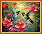 Dooxvey Cross Stitch Kit for Adult Beginners - Full Range of Stamped Kits with 11CT Patterns - Hummingbird Flowers 16x20 inch