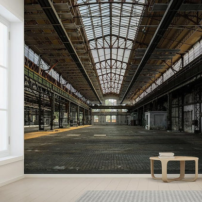 wall26 Wall Sticker/Wall Mural Industrial Interior of an Old Factory Building, Not Peel and Stick, Non-Woven Wallpaper Decorative for Bedroom, Living Room, Office - 120x144 inches