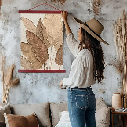 Artmag Magnetic Poster Hanger Frame, 17x22 17x24 17x31 Light Wood Wooden Magnet Canvas Artwork Print Poster Hangers Frames Hanging Kit (Mahogany, 17")