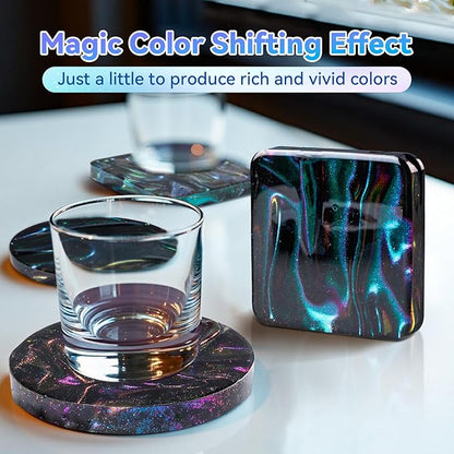 LET'S RESIN Chameleon Flakes, Resin Supplies -Intense Color Shift Pigment Powder for Resin Molds/Tumblers, Chrome Powder Pigment for Christmas Nail Art/Paint/Soap Making