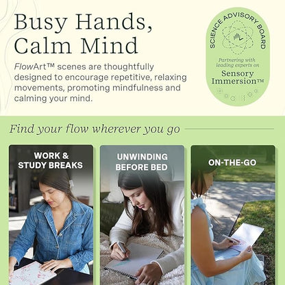 Lifelines FlowArt Activity Pad, 2-Pack - Guided Art Meditations with Markers - Mediterranean Mosaic Designs & Animal Hidden Patterns - Coloring Books for Teens, Adults & Seniors