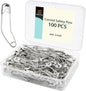 vrupin 100pcs Stainless Steel Curved Safety Pins for Quilting, Safety Pins Bulk Metal Silver Sewing Pins Clothing Clips Tool Decorative Safety pins (2inch)