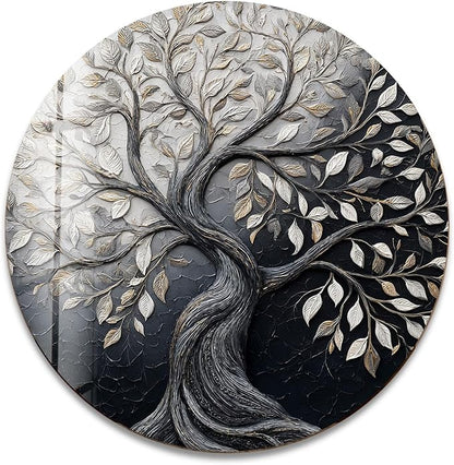My Photostation.com 27.5''(70cm) Diameter Twilight Tree of Life Round Glass Wall Art Tempered Glass Printing Wall Decor Large Wall Art Wall Hangings