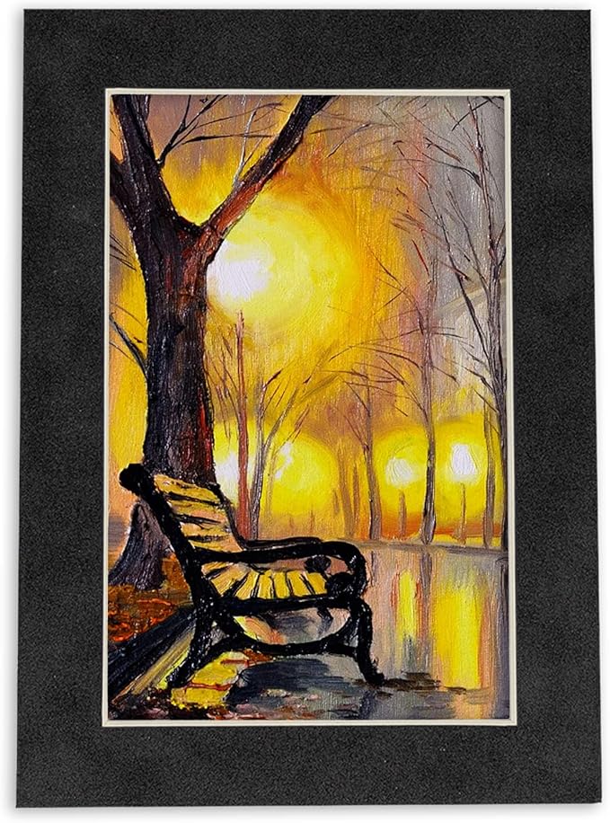 11x14 Mat Bevel Cut for 8.5x11 Photos - Acid Free Dark Grey Suede Precut Matboard With Backing Board and Crystal Clear, Self Seal Photo Mat Bag - For Pictures, Photos, Framing - 4-ply Thickness