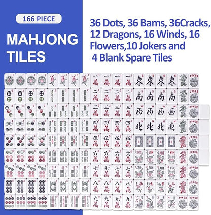 American Mahjong Tile Set with 166 Navy Blue Back Tiles (1.2”, Tiles Only)