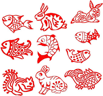 Royal Kraft Animal Wooden Printing Stamps (Set of 10) - DIY Henna Fabric Textile Paper Clay Pottery Blocks Htag2175