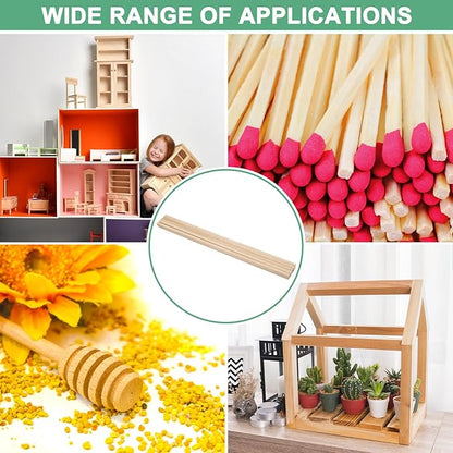 10-Pack Wood Square Dowel Rods, 15/64 x 12 Inch Unfinished Wooden Square Dowel Rod, Hardwood Square Dowel Sticks for Crafts/DIY Projects/Models Making [Wood Color]