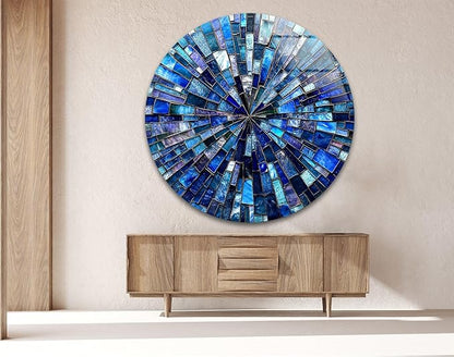 My Photostation.com 27.5''(70cm) Diameter Radiant Mosaic Burst Round Glass Wall Art Tempered Glass Printing Wall Decor Large Wall Art Wall Hangings