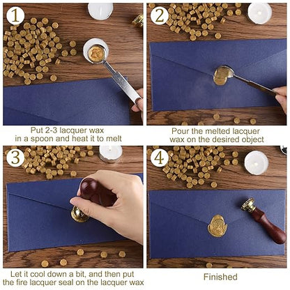 500 Pcs Octagon Sealing Wax Beads Bronze Wax Seal Beads with 4 Pcs Tea Candles and 1 Pcs Wax Melting Spoon for Crafts Letter Wine Greeting Cards Sealing