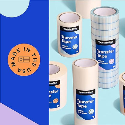24" x 300' Roll of Clear Transfer Tape for Vinyl, Made in America, Premium-Grade Vinyl Transfer Tape with Medium-High Tack Adhesive for Applying Decals, Letters, and Graphics