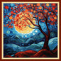 DMCVIVR Stamped Cross Stitch Kits for Adults Beginners Embroidery Kits 11CT Needlepoint Kits Cross Stitch Patterns Embroidery Patterns&Moon Tree 18x18 inch