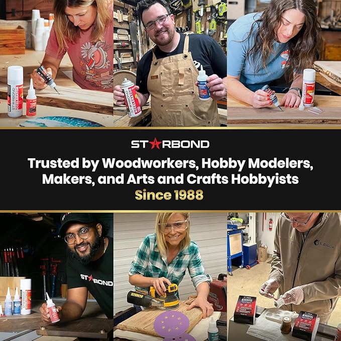 Starbond 4 oz Medium CA Glue with 6 oz Activator Bundle, Premium Cyanoacrylate Super Glue, for Quick Repair, Woodworking, Woodturning, Hobby Models