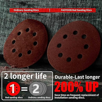 Sanding Disc 5 Inch 8 Hole, 100 Pcs Orbital Sanding Discs Hook and Loop, Sandpaper for Wood, 40 Grit Sand Paper for Random Orbital Sander