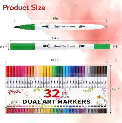 Dual Tip Art Markers Pens for Kids Adult Coloring Books Artist Fine and Brush Tip Colored Pens Water-color Pens for Journaling Note Taking Writing Planning Art Project