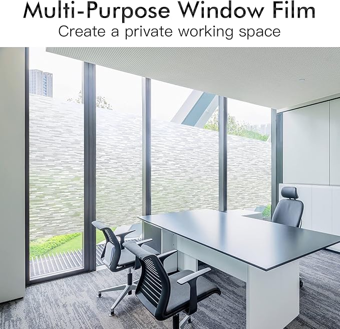Haton Window Privacy Film, Frosted Glass Static Cling Sun Heat Blocking Window Clings, Frosting Opaque Coverings, Vinyl Removable Stickers Tint for Home Door Office, Non Adhesive 29.5" x 118.1"