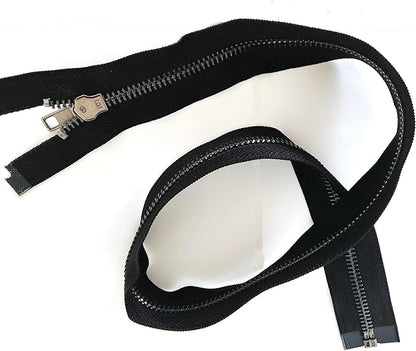 Leekayer Zipper #5 24 Inch Separating Zipper Black Nickel Metal Zipper 60 cm Zipper for Sewing Bag Crafts Jacket Zipper Repair Coats Bulk 2pcs