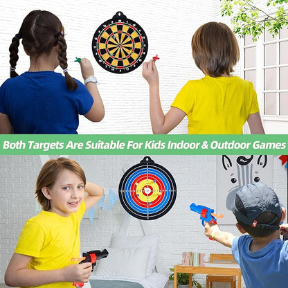 Magnetic Dart Board for Kids-12Magnetic Dart/Sticky Balls Or 2 Toy Gun+40 Foam Dart.Indoor/Outdoor Kids Games and Party Games,Christmas Birthday Gifts Toys for 3-12 Year Old Boys