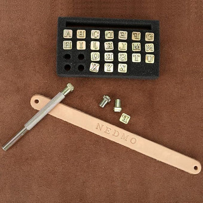Yoption 27 Pieces Leathercarft Stamping Tool Set, 26 Letters Alphabet Stamps Steel Punch Tool 6mm+1 Stamping Handle for Leather Craft