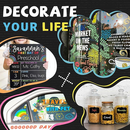 Window Chalk Markers for Glass Washable, 10 Colors Jumbo Liquid Chalk Marker with 10mm 3 in 1 Nib Thick Wide Tips, Big Chalkboard Markers, Car Paint Pen for Auto, Bistro, Mirror, Poster, Blackboards