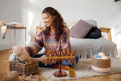 Nagina International Wooden Handcrafted Heavy Duty Wooden Yarn Ball Winder - Premium Crafted Knitting Crocheting Accessories & Combo Set - Table Top Yarn Swift (Rosewood)