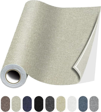 Fabric Repair Patches, Linen Repair Tape Self-Adhesive Fabric Patches Durable, DIY Large Linen Tape for Sofa, Couches, Furniture, Chair, Clothing （3.5X79 Inch, Beige）