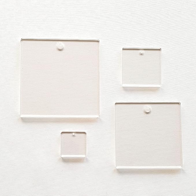 25 Acrylic Square Clear with Hole (Select Size) (2.0")