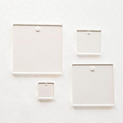 25 Acrylic Square Clear with Hole (Select Size) (8.0")