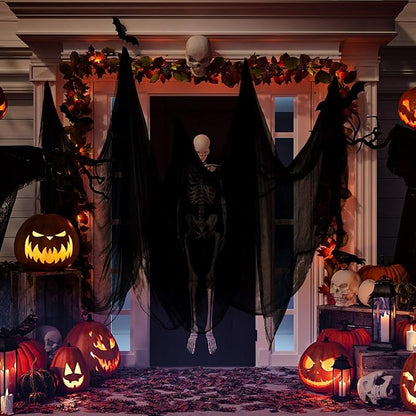 Boao Halloween Cheese Cloth 85 x 197 Inch Black Cheesecloth Roll for Crafts Large Cotton Muslin Gauze Fabric for Halloween Outdoor & Indoor Spooky Decoration
