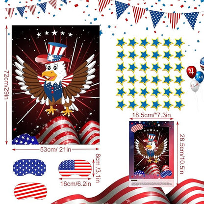 ASTARON Pin The Tail Game Pin The Star on The Eagle Party Game with 36 Stickers for Kids Birthday Party Supplies