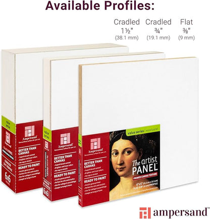 Ampersand Art Supply Wood Gesso Art Painting Panel: Canvas Texture, 1.5 Inch Cradle, 4" x 4"