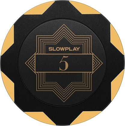 SLOWPLAY Nash Clay Poker Chips, 14 Grams Heavyweight Clay Composite, 40mm Large Chips in Bulk, Pack of 50 with Denomination of 5