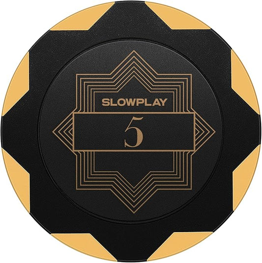 SLOWPLAY Nash Clay Poker Chips, 14 Grams Heavyweight Clay Composite, 40mm Large Chips in Bulk, Pack of 50 with Denomination of 5