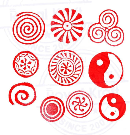 Textile Wood Blocks Original Small Round Shape Printing Stamps (Set of 10) Htag2152