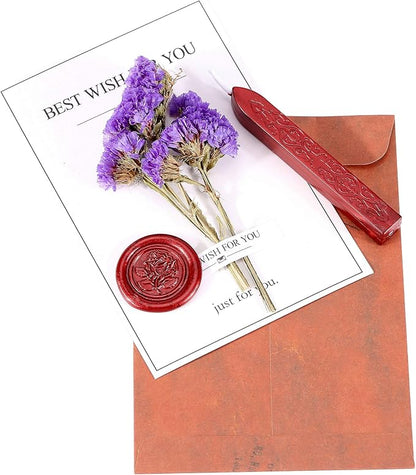 Yoption 5 Pcs Metallic Red Sealing Wax Sticks with Wicks for Wax Seal Stamp, Wedding Invitations, Envelopes, Gifts Sealing