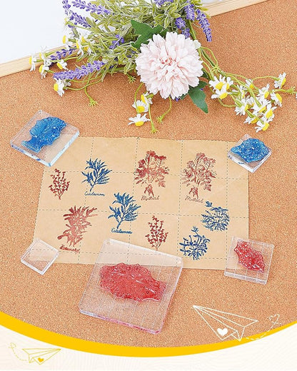 UCEC 7 Pieces Acrylic Stamp Block Clear Stamping Tools Set with Grid Lines Stamps for Crafting, Scrapbooking & Stamping Supplies Card Making, Assorted Sizes