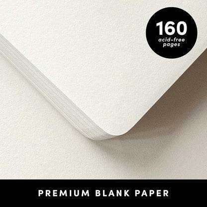 PAPERAGE Blank Journal Notebook, (Light Blue), 160 Pages, Medium 5.6 in x 8 in - 100 GSM Thick Paper – Hardcover Journaling Notebook for Work, School, Note Taking or Sketching