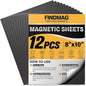 FINDMAG Magnetic Sheets (8” x 10”), Pack of 12, Flexible Magnet for Hanging Pictures, Photos, Paper Magnet for Dies, Adhesive Magnetic Sheets for Fridge, Locker, Cabinet Doors.