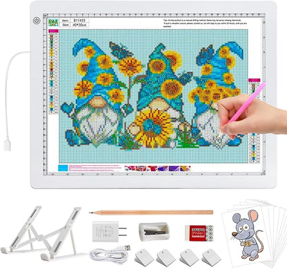 A3 LED Light Box for Tracing, elice Artist Drawing Lightbox Light Table Light Pad Light Copy Board, Up to 8000 Lux Super Bright Lightpad for Cricut Weeding Vinyl, Diamond Painting, Sketching (White)