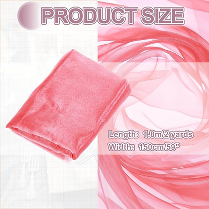 MECCANIXITY Iridescent Sheer Organza Fabric, 2 Yards x 59 Inches Solid Holographic Shiny Fabric Organza Cloth for Wedding, Curtains, Costume, Photo Background, Gradient Watermelon Red