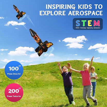 Rocket Launcher for Kids - 200 Ft of Flight Altitude, Model Rocket with Launch Set, Rockets Outdoor Toys with Safely Parachute, Easter Birthday Toys for Boys & Girls Ages 5 6 7 9 10 12 8-13 Years Old