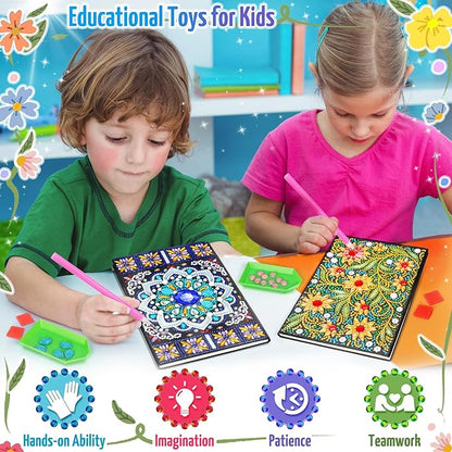 Girls Gifts 5-7-9-10 Year Old, Craft Kits for Kids Age 6 8 11 12 Diamond Art Kits Cute Stationary Girl Birthday Presents for 5 6 7 9 Year Old Girls Notebook Arts and Crafts for Kids Toys Diary