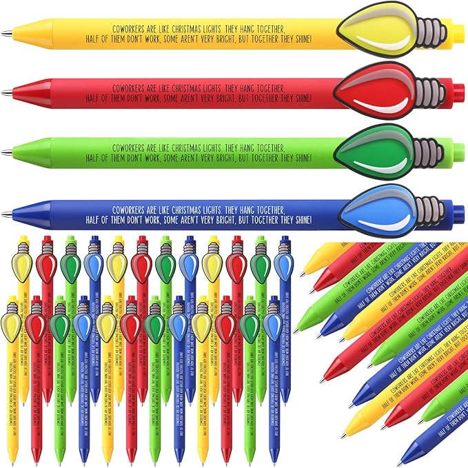 Eaasty 24 Pcs Christmas Gifts for Coworkers Appreciation Ballpoint Pens Bulk Coworkers Are Like Christmas Lights Holiday Thank You Gifts for Employee Team Colleagues (Appreciation)