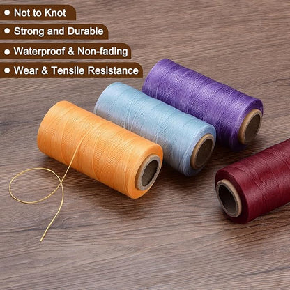 uxcell 150D 0.8mm Flat Waxed Thread 284 Yards Polyester Leather Sewing Waxed String Hand Stitching Waxed Cord for Leather Stitching Sewing Bookbinding DIY Craft Sky Green