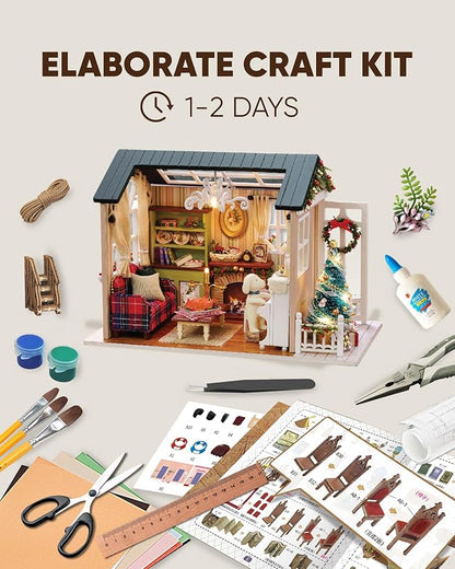 DIY Miniature House Kit, DIY Dollhouse Kit for Adults to Build, Mini House Kit with LED, Mayberry Street Miniatures, Ideal Gifts for Birthday,Valentine(Holiday Times)