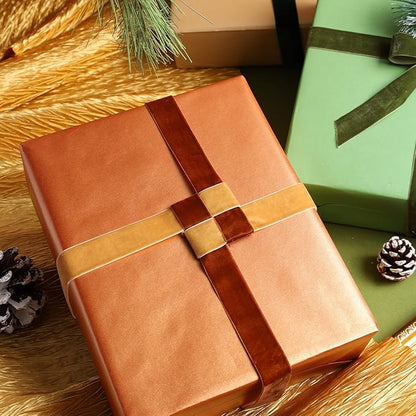 LaRibbons Thin Velvet Ribbon 1 Inch x 25 Yards, Brown Velvet Ribbon for Christmas Tree, Gift Wrapping, Wreath Bow, Outdoor Decoration
